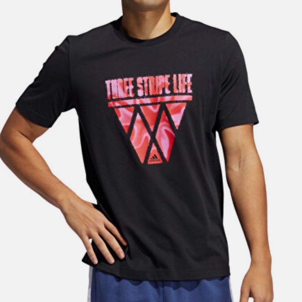 adidas tee shirt Basketball three stripe life